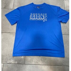 Detroit Lions NFL Team Apparel Blue Polyester Short Sleeve T Shirt Size XL